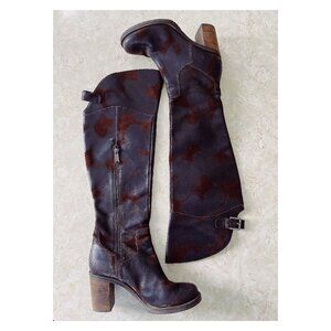 Donald Pliner Sz 10 Taria Brown Leather Over the Knee Heeled Boot